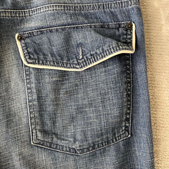 D&G‎ Dolce&Gabbana Jeans Men 32x35 Blue Straight Fit Flap Pockets Paint Splatter - Picture 13 of 16